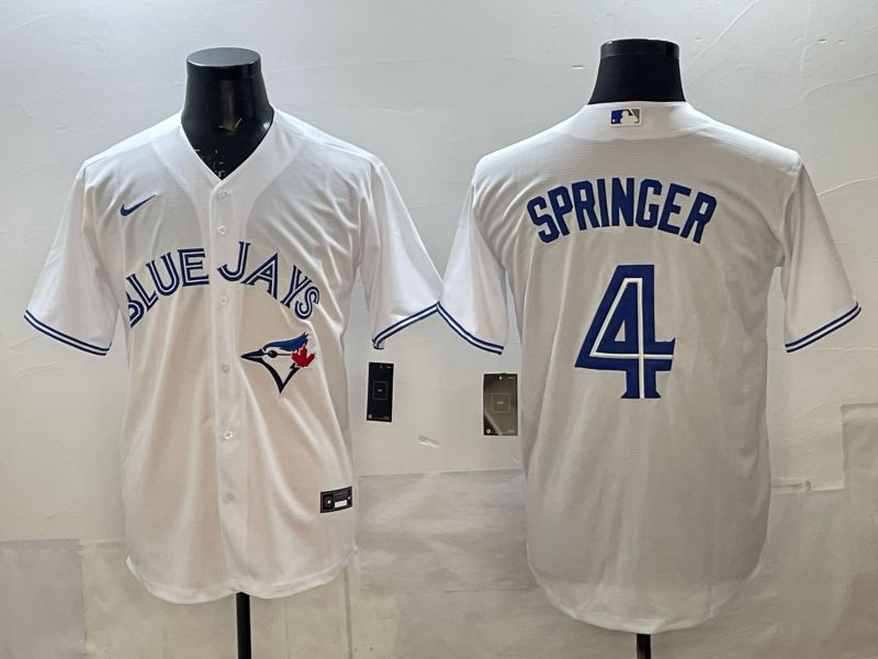 Men 2025 Toronto Blue Jays #4 Springer White Game Nike MLB Jersey style 01